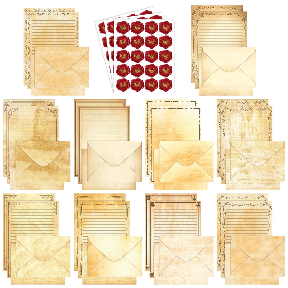 TaoBary 160 Pcs Vintage Floral Stationery Paper and Envelopes Set