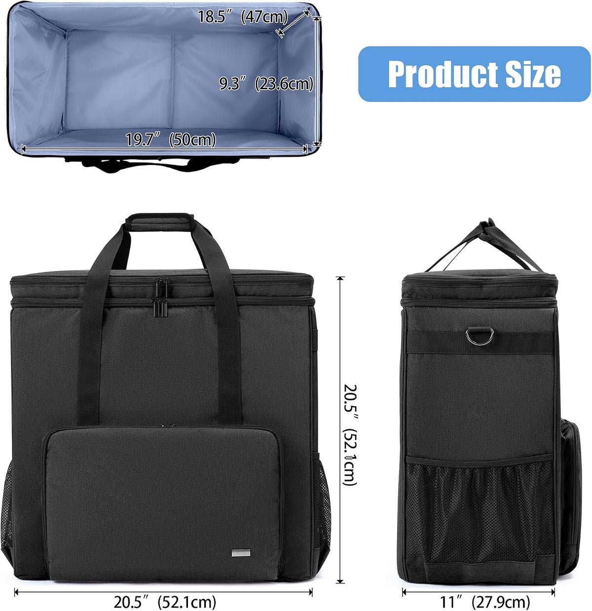 CURMIO Double-Layer PC Carrying Case, Computer Travel Bag for Tower, Black
