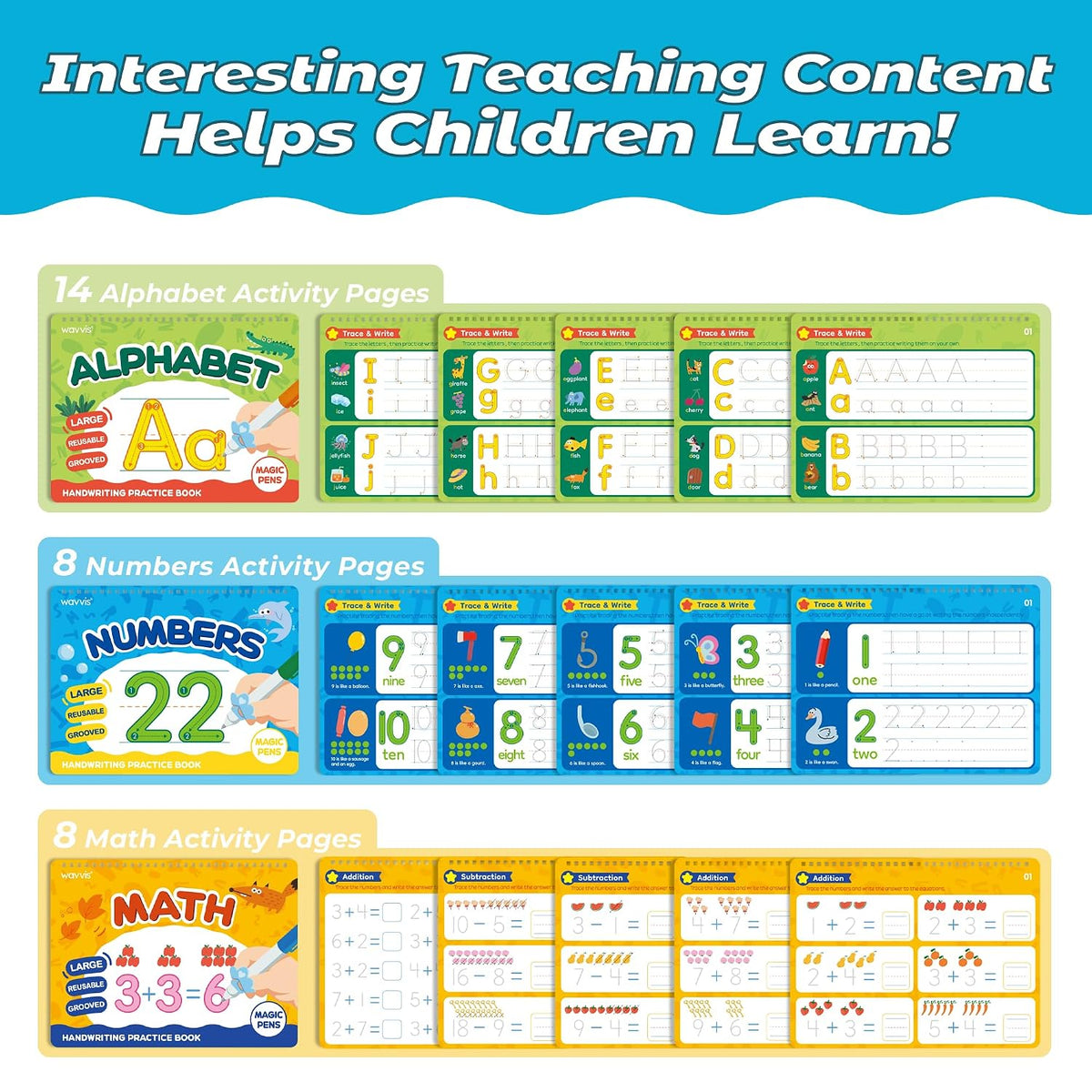 Magic Grooved Writing Practice Books for Kids 3-5, Kindergarten Workbooks