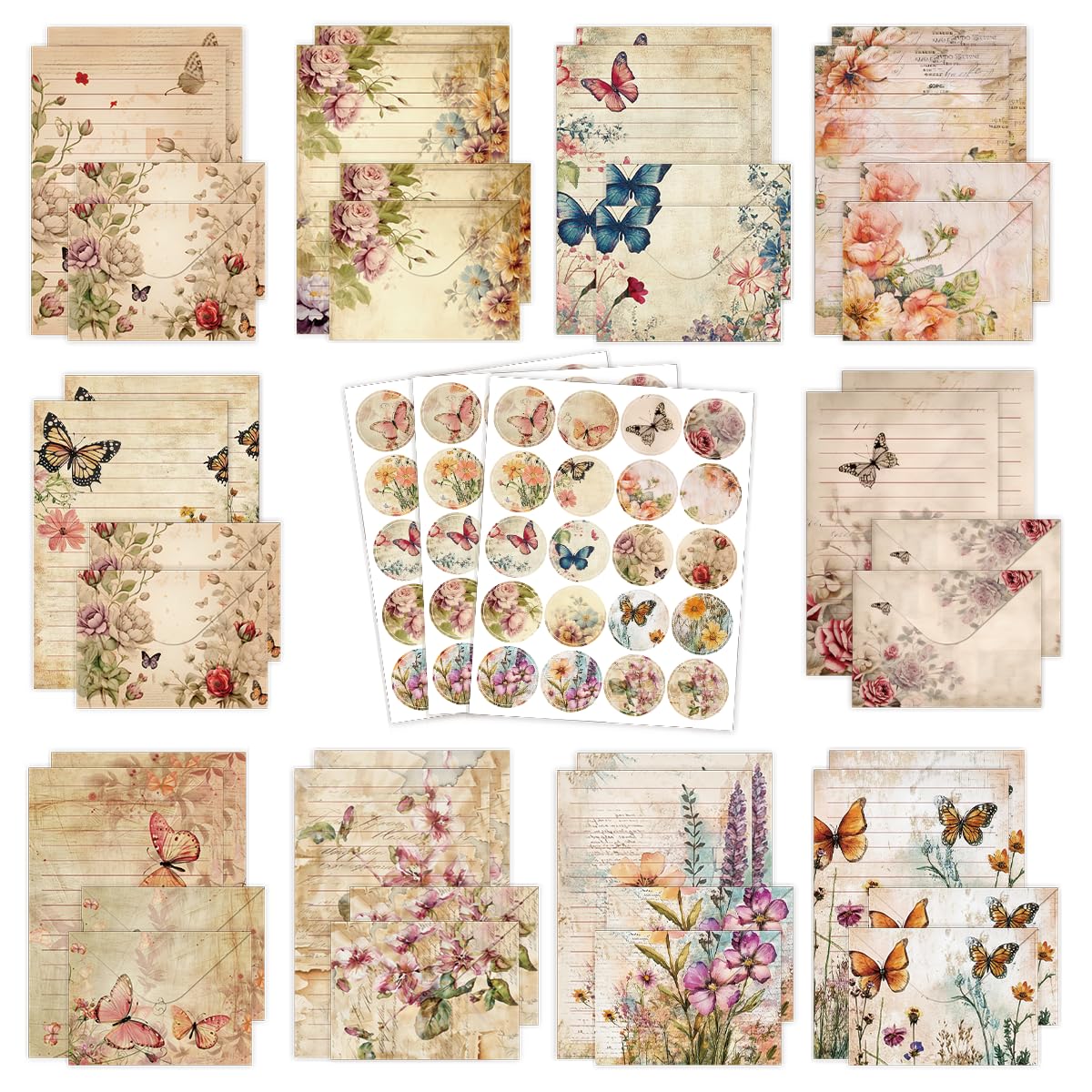 FUNCLASS 160 Pcs Watercolor Stationery Set Letter and Envelopes