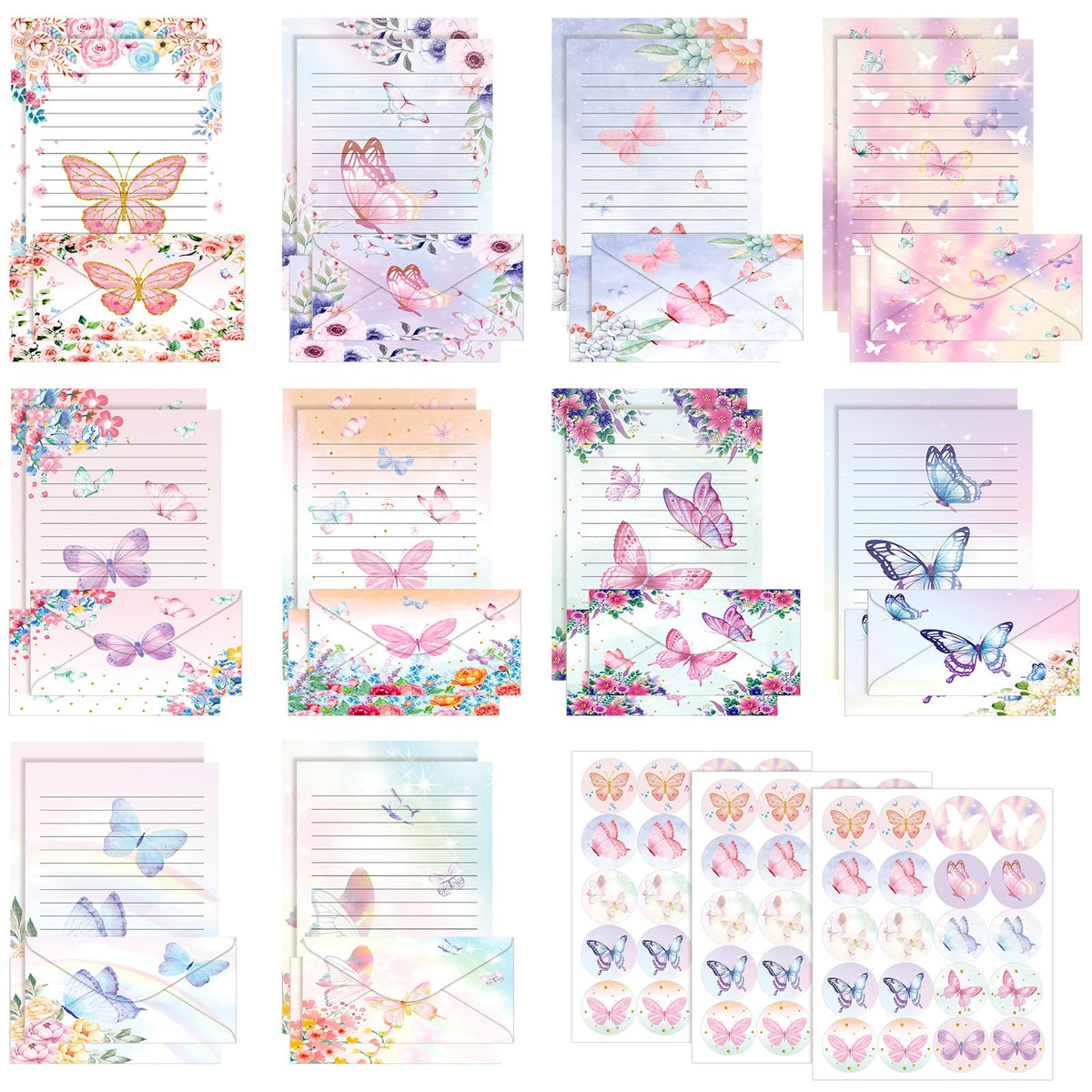 TaoBary 160 Pcs Vintage Floral Stationery Paper and Envelopes Set
