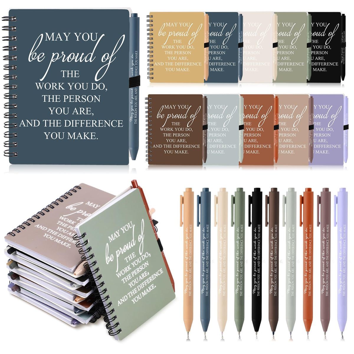 Honoson 30 Sets/60 Pcs Employee Notebook Pen Gifts, Vibrant Color