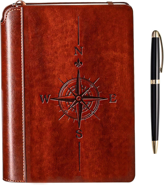 SETTINI® Vegan Leather Journal Gift Set with Pen 192 Pages, Compass