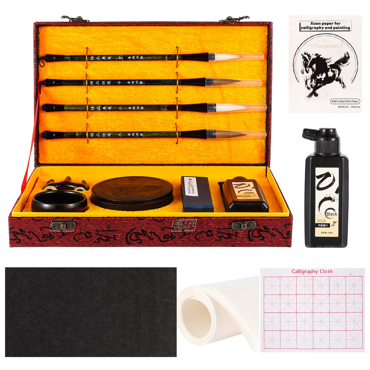 Chinese Calligraphy Set Japanese Calligraphy Kit for Beginners-Red