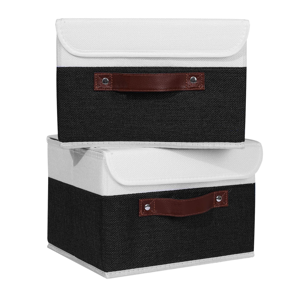 ANMINY Fabric Storage Box Bins with Lids, Green, 10"x8"x7"