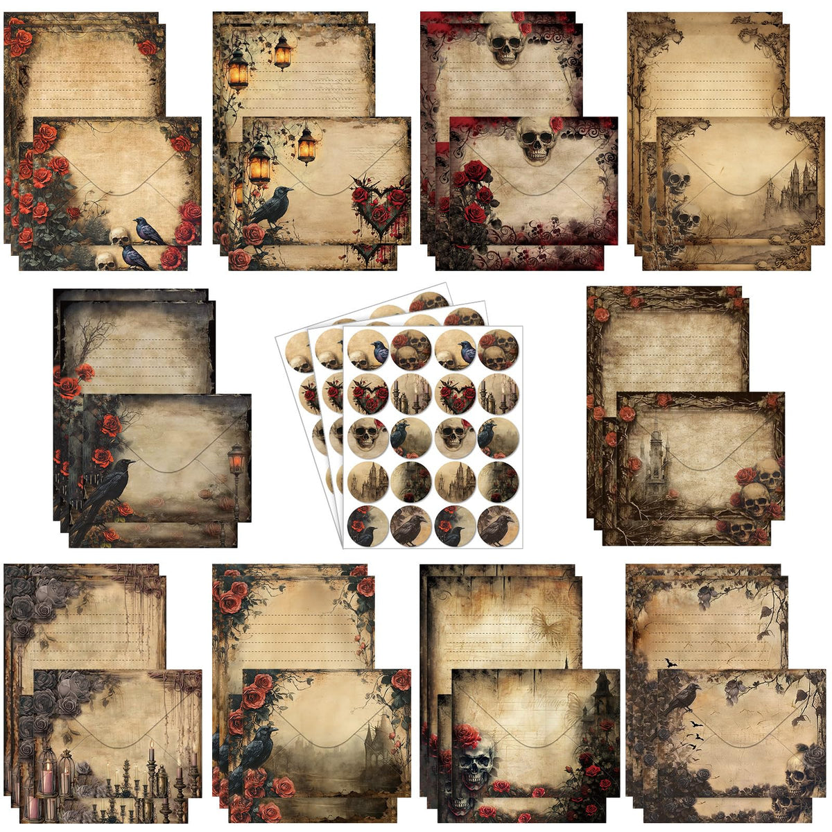 TaoBary 160 Pcs Vintage Floral Stationery Paper and Envelopes Set