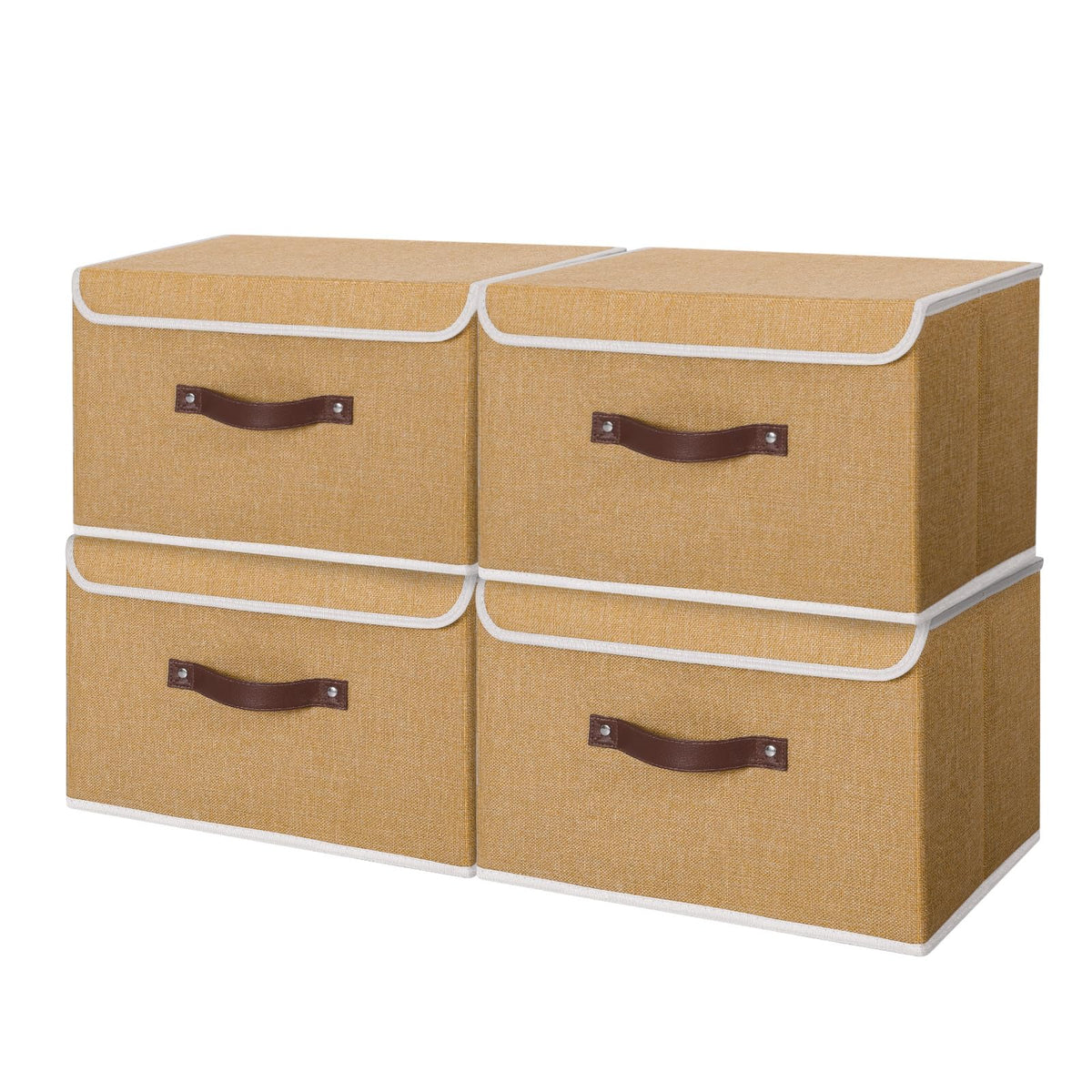 ANMINY Fabric Storage Box Bins with Lids, Green, 10"x8"x7"