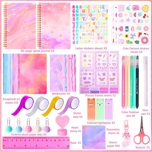 250PCS Diy journal kit 8 7 9 10 11 12 year old girl gift scrapbook supplies