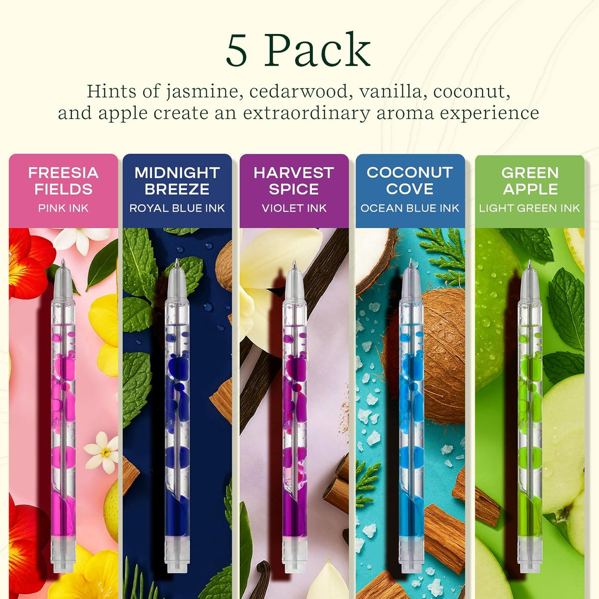 Lifelines Scented Lava Gel Pen Set, 5 Brights Multi-Color Pack, 0.5mm
