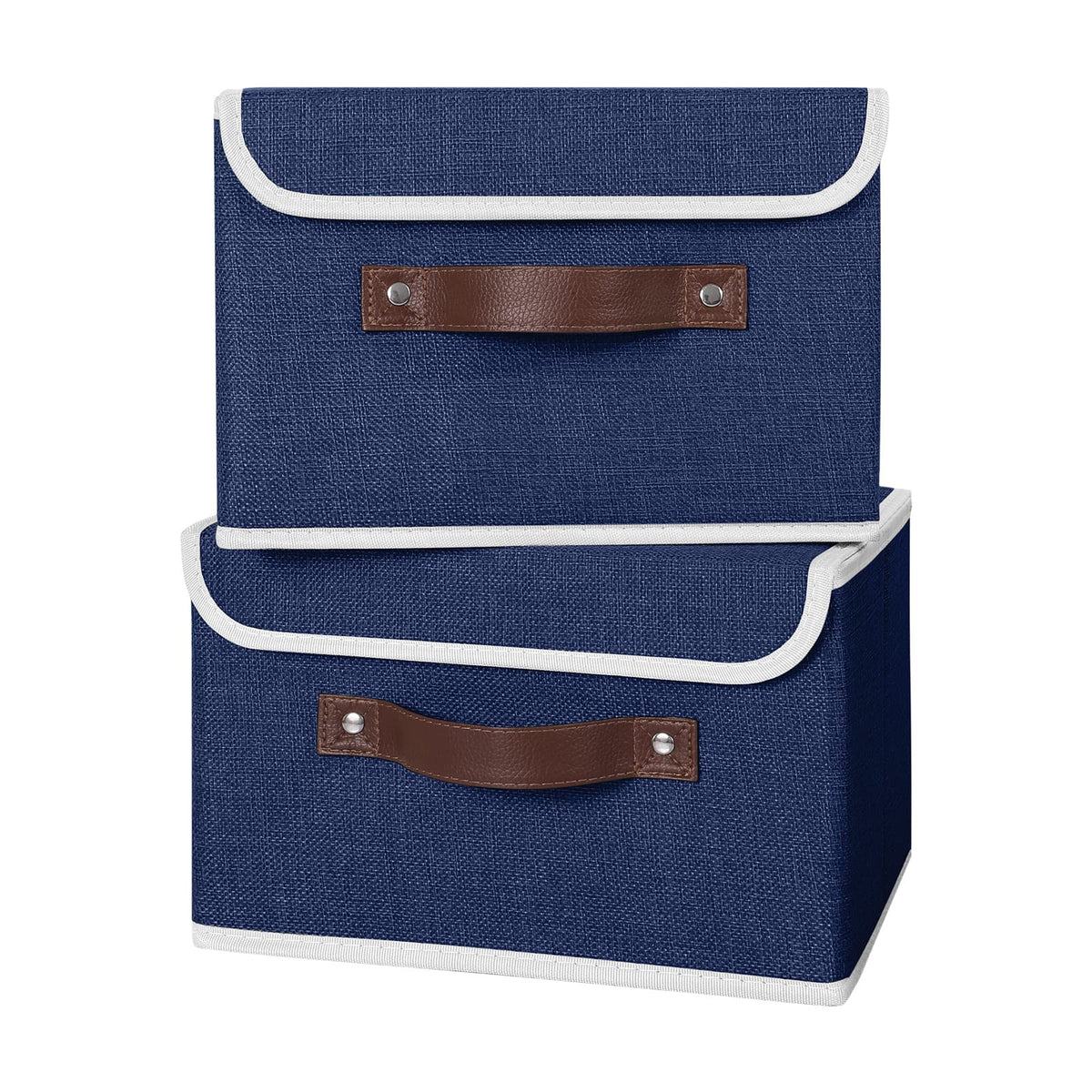 ANMINY Fabric Storage Box Bins with Lids, Green, 10"x8"x7"
