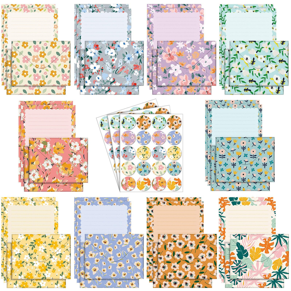 TaoBary 160 Pcs Vintage Floral Stationery Paper and Envelopes Set