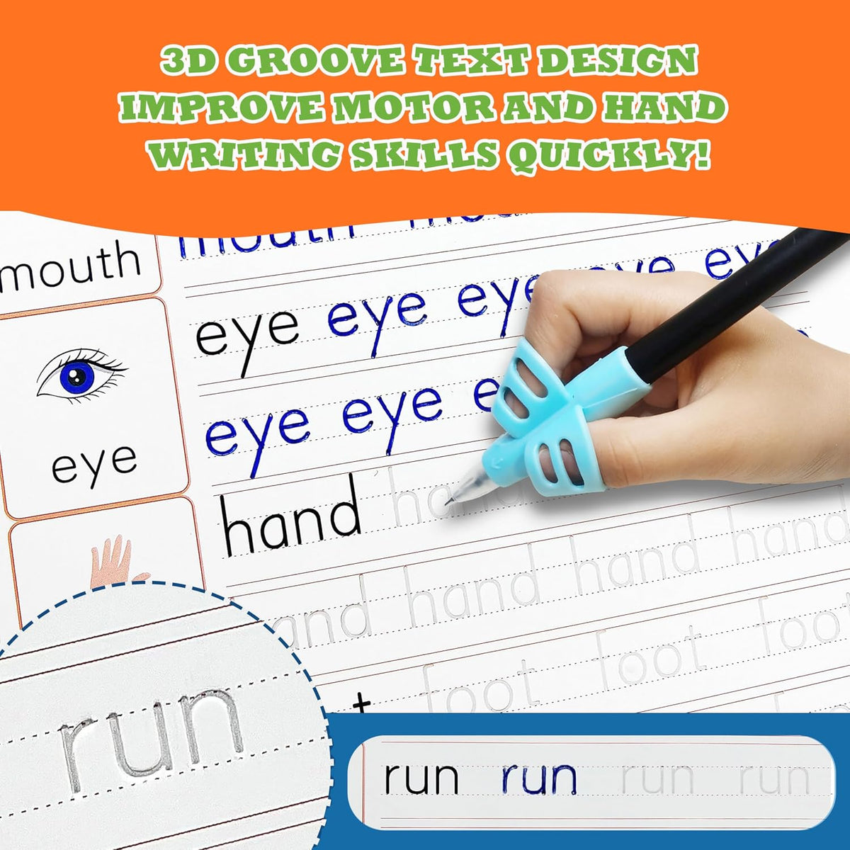 Magic Grooved Writing Practice for Kids, Reusable Grooved Workbook