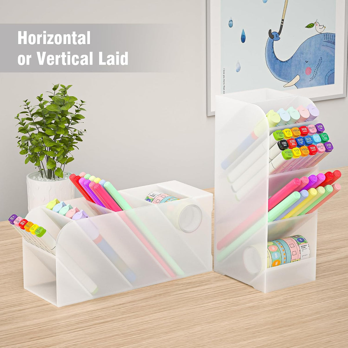Asten Pen Holder, Pencil Holder for Desk, Pen Organizer (Clear, 3 Pack)