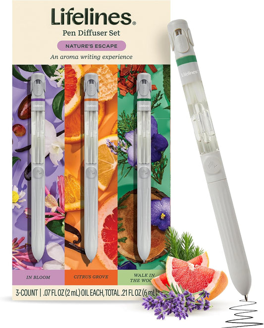 Lifelines Pen Diffuser Set, 3-Pack Natures Escape - 1mm Black Ballpoint Pen