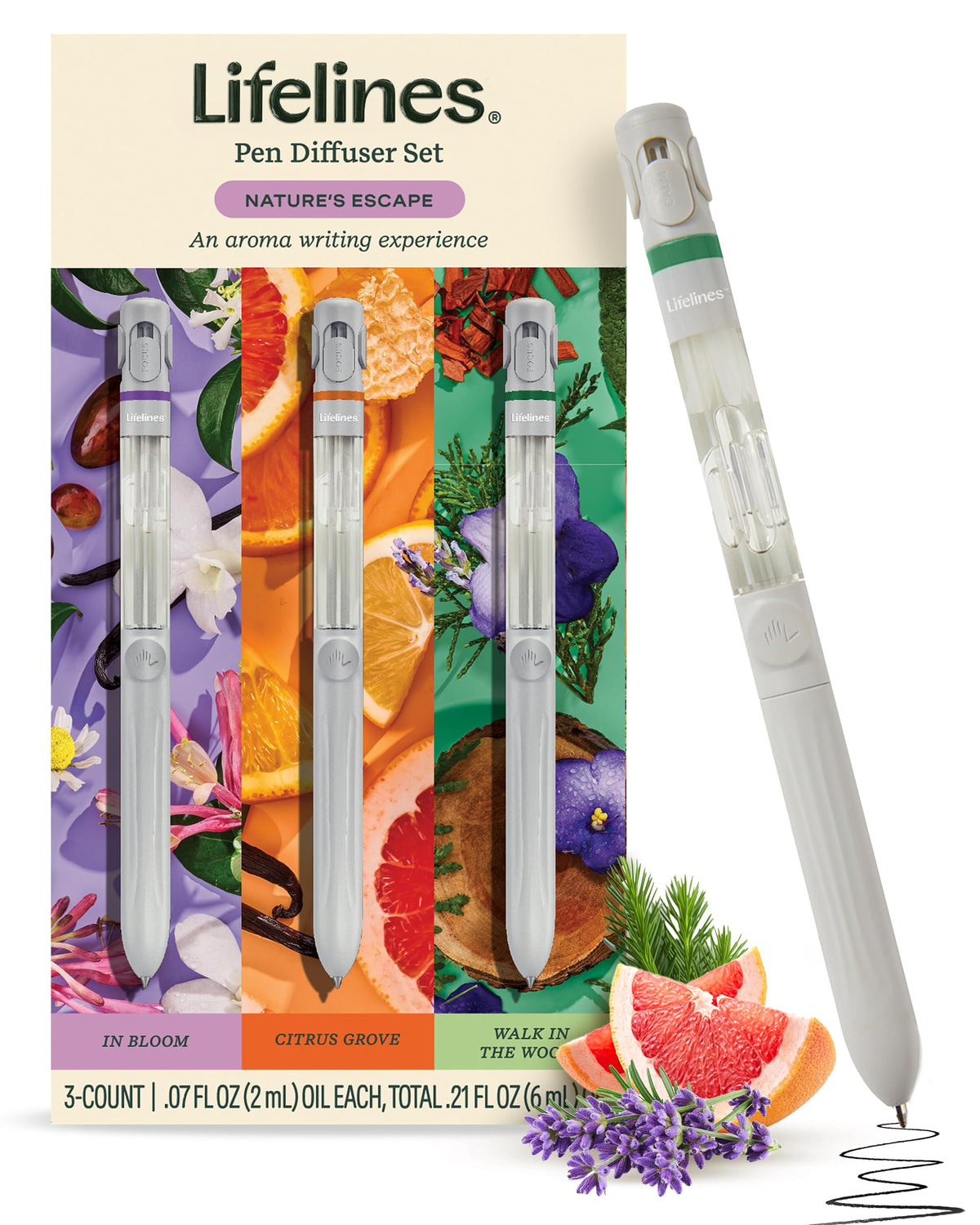 Lifelines Pen Diffuser Set, 3-Pack Natures Escape - 1mm Black Ballpoint Pen