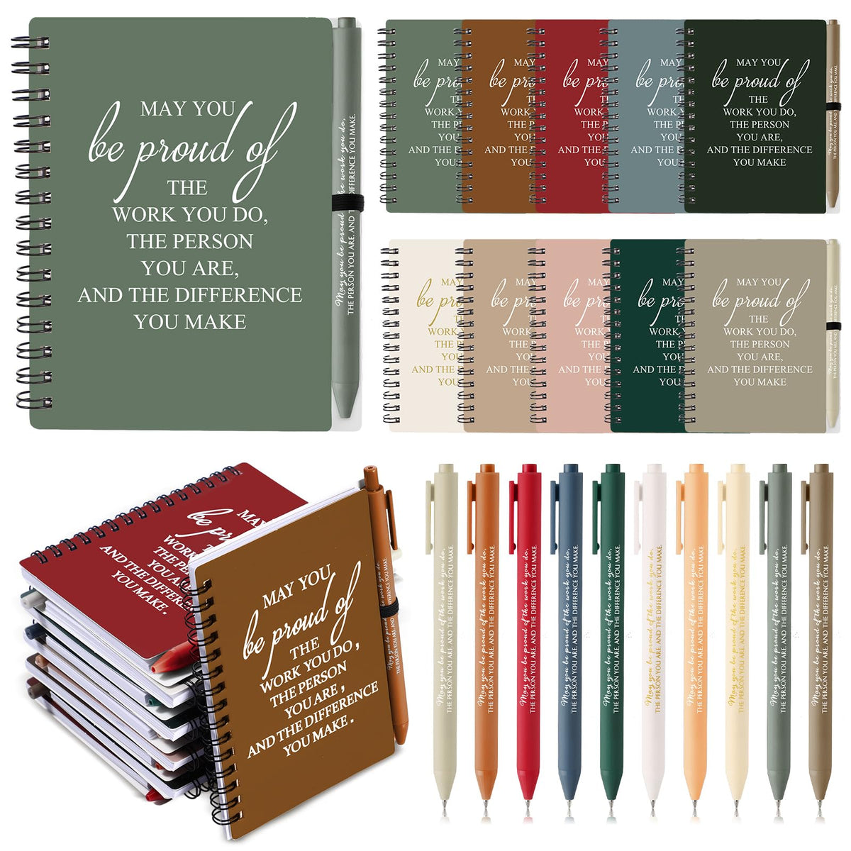 Honoson 30 Sets/60 Pcs Employee Notebook Pen Gifts, Vibrant Color
