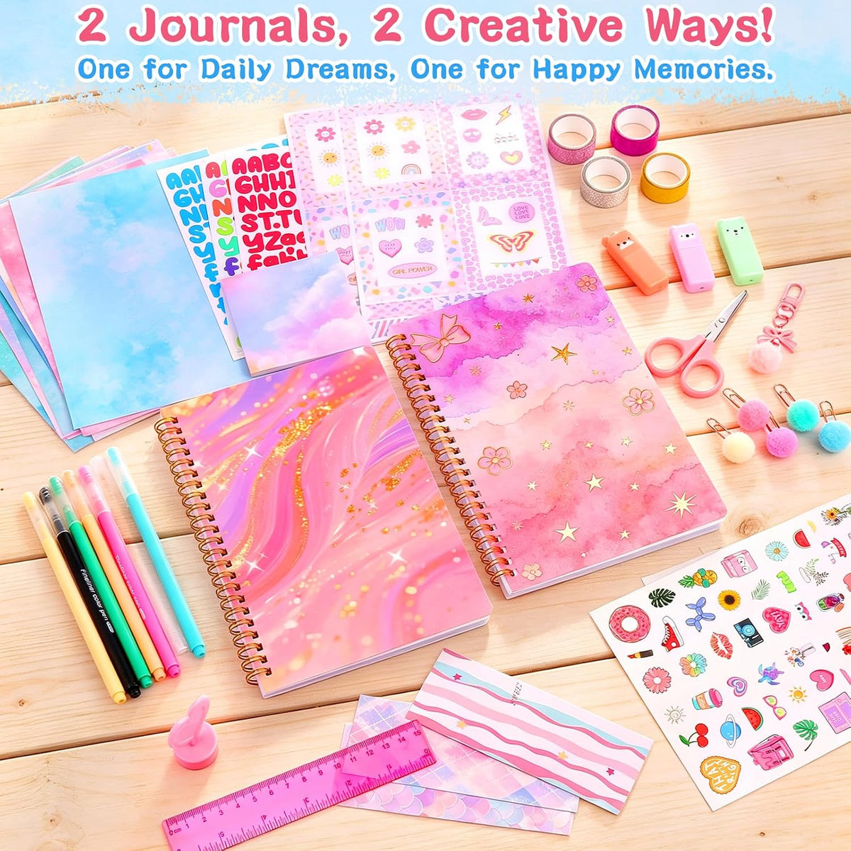 250PCS Diy journal kit 8 7 9 10 11 12 year old girl gift scrapbook supplies