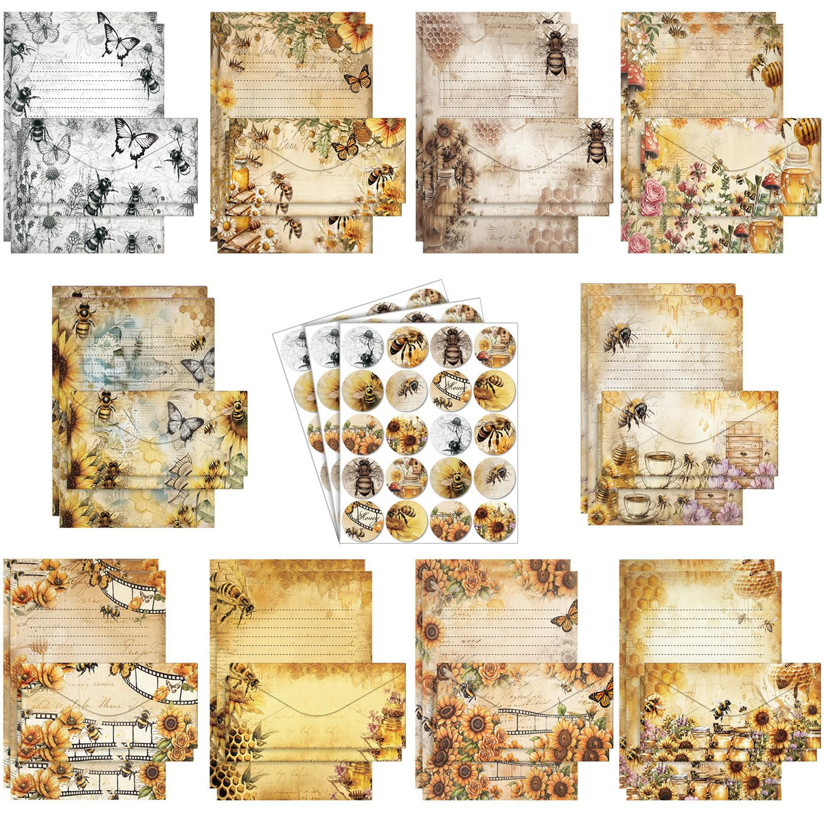 TaoBary 160 Pcs Vintage Floral Stationery Paper and Envelopes Set