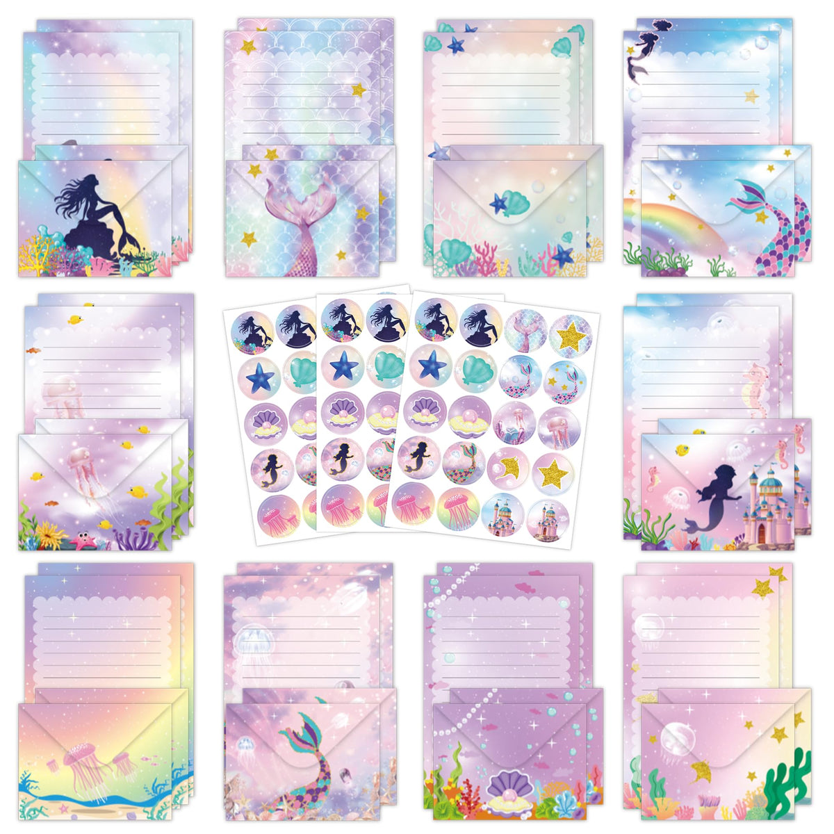 FUNCLASS 160 Pcs Watercolor Stationery Set Letter and Envelopes