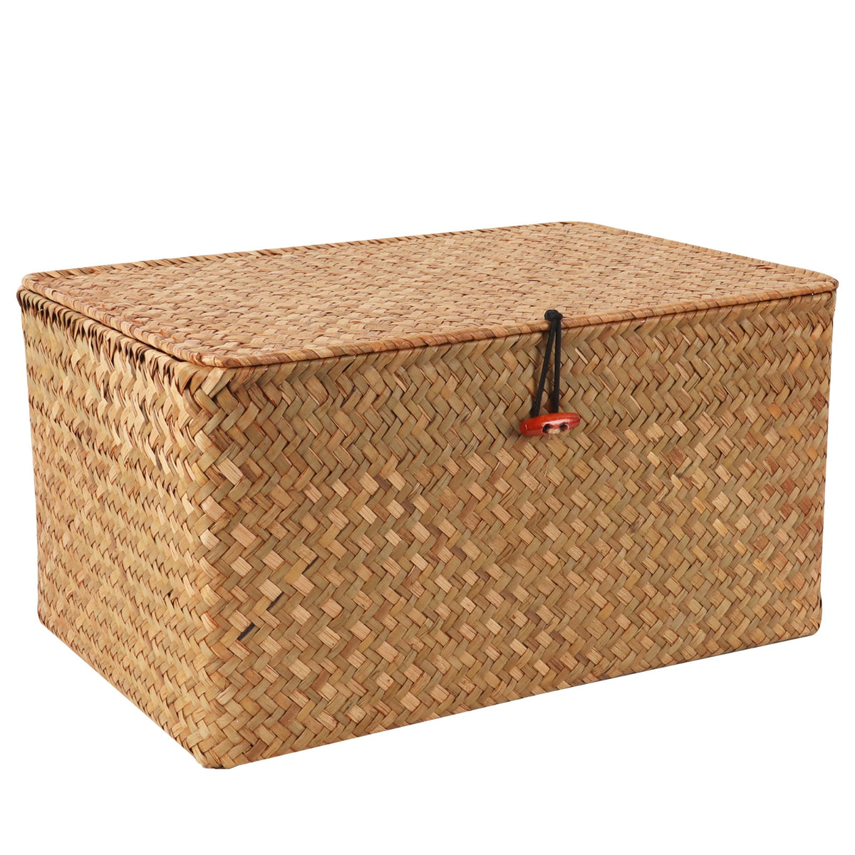 Moosky Wicker Shelf Baskets with Lid,Handwoven Seagrass Basket for Storage Basket Bins Rectangular Home Organizer Gift Boxes (Natural Small)