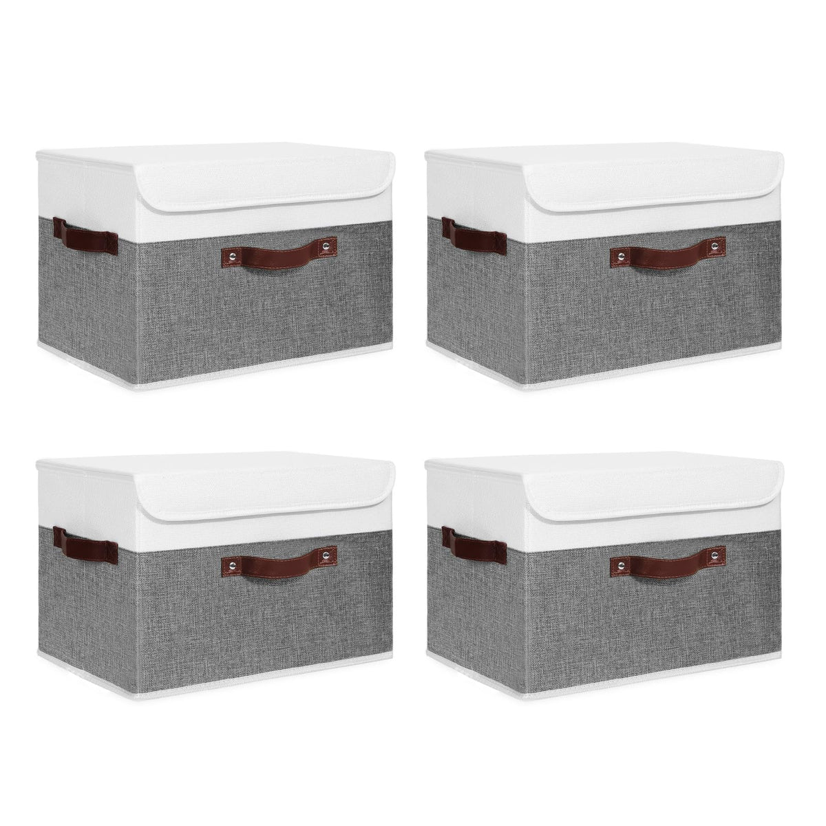 ANMINY Fabric Storage Box Bins with Lids, Green, 10"x8"x7"
