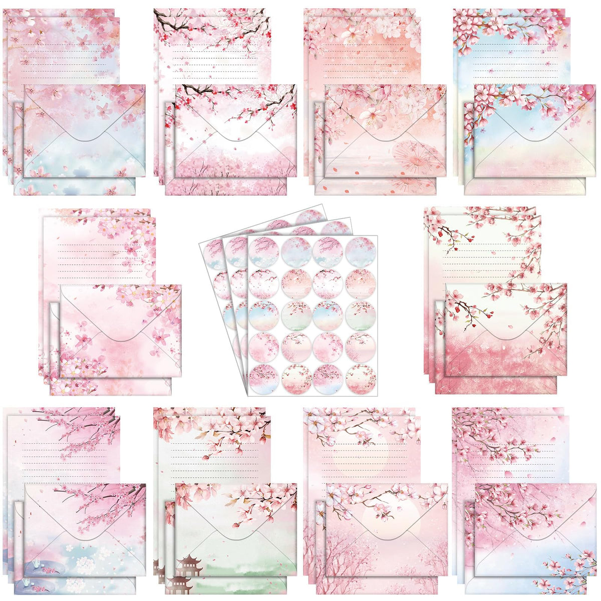 TaoBary 160 Pcs Vintage Floral Stationery Paper and Envelopes Set