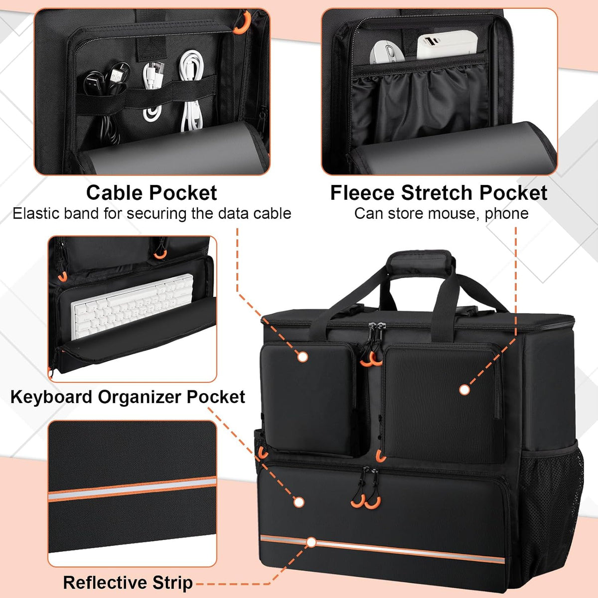 Computer Desktop Tower Large Carrying Case, PC Travel Case