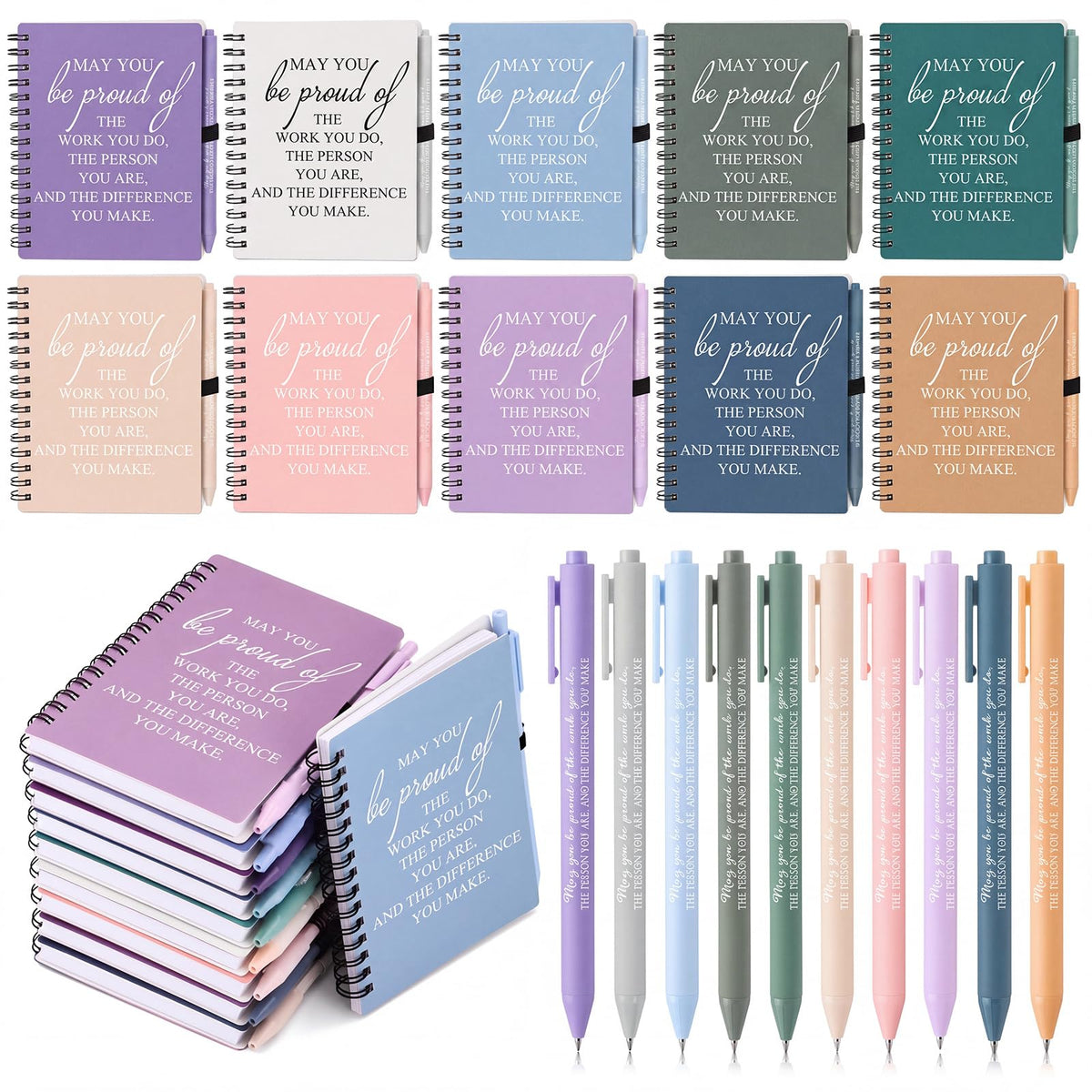 Honoson 30 Sets/60 Pcs Employee Notebook Pen Gifts, Vibrant Color