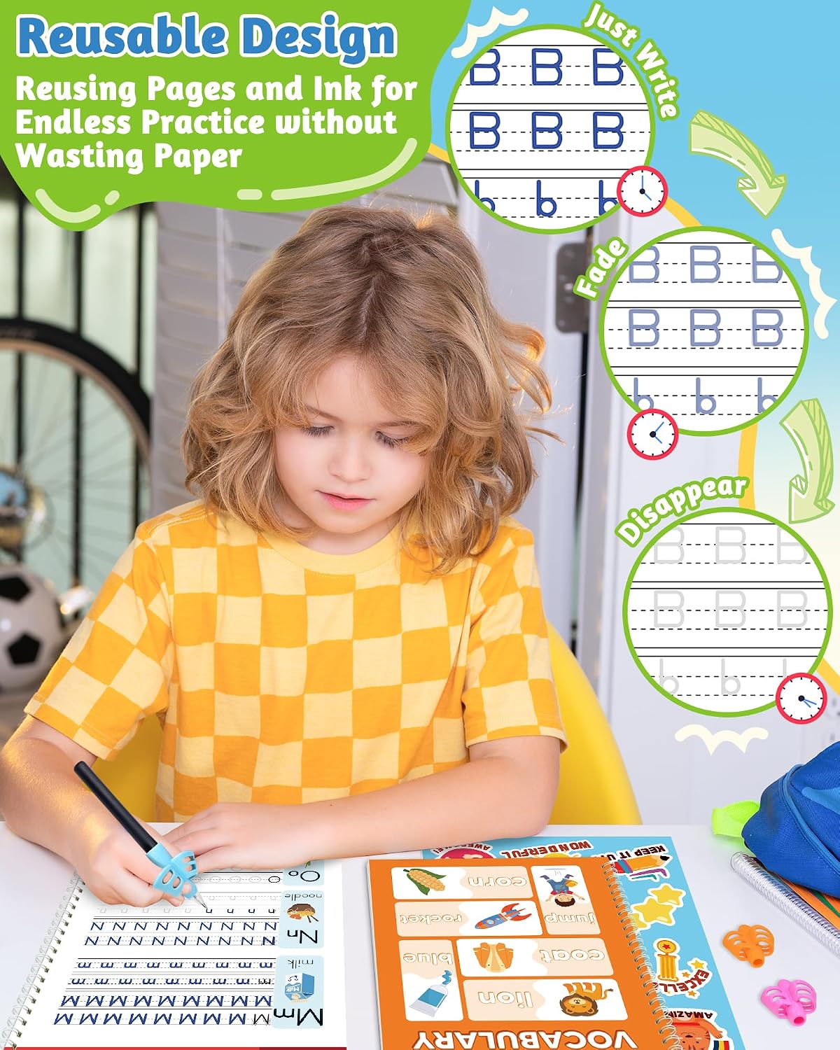 Magic Grooved Writing Practice Activity Books for Kids Age 3-5 6-8