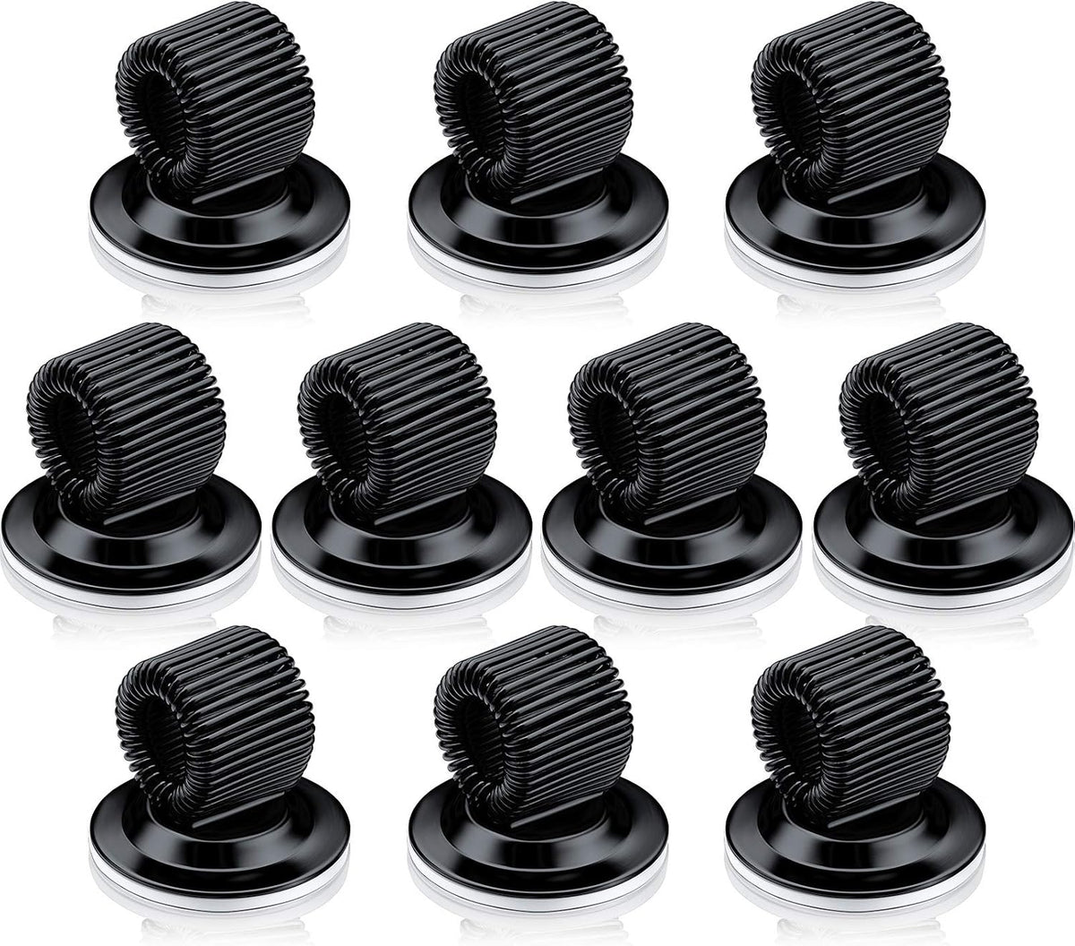 Outus 10 Pcs Black Pen Holder Clip Steel Pen Holder Self Adhesive Organizer