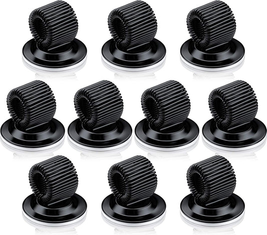 Outus 10 Pcs Black Pen Holder Clip Steel Pen Holder Self Adhesive Organizer