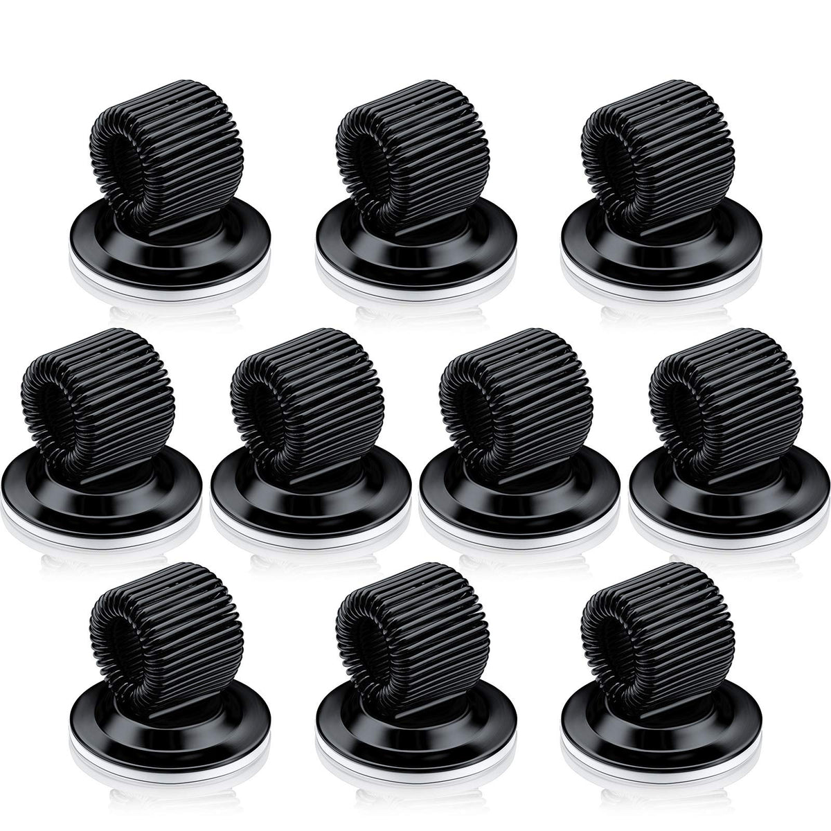 Outus 10 Pcs Black Pen Holder Clip Steel Pen Holder Self Adhesive Organizer