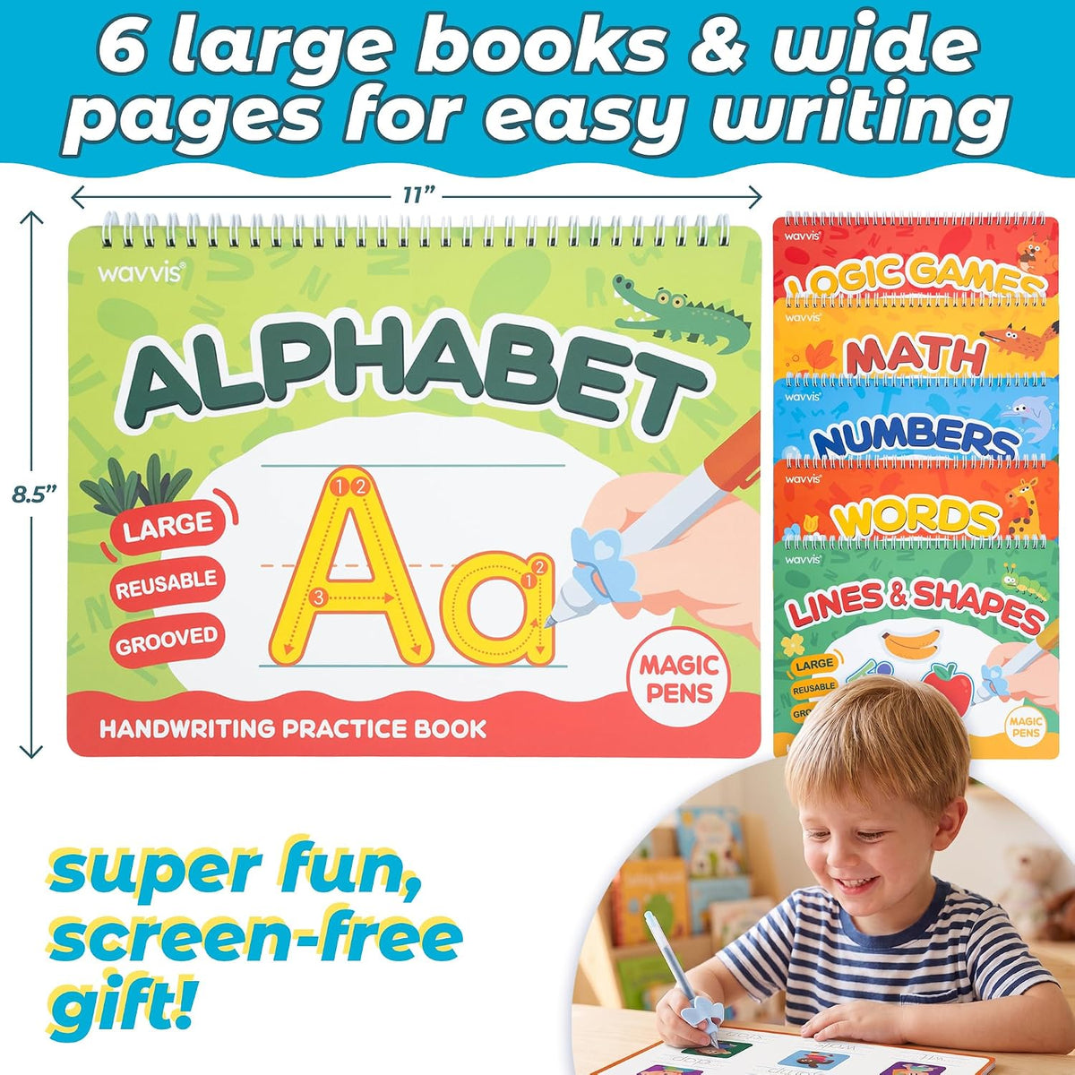 Magic Grooved Writing Practice Books for Kids 3-5, Kindergarten Workbooks