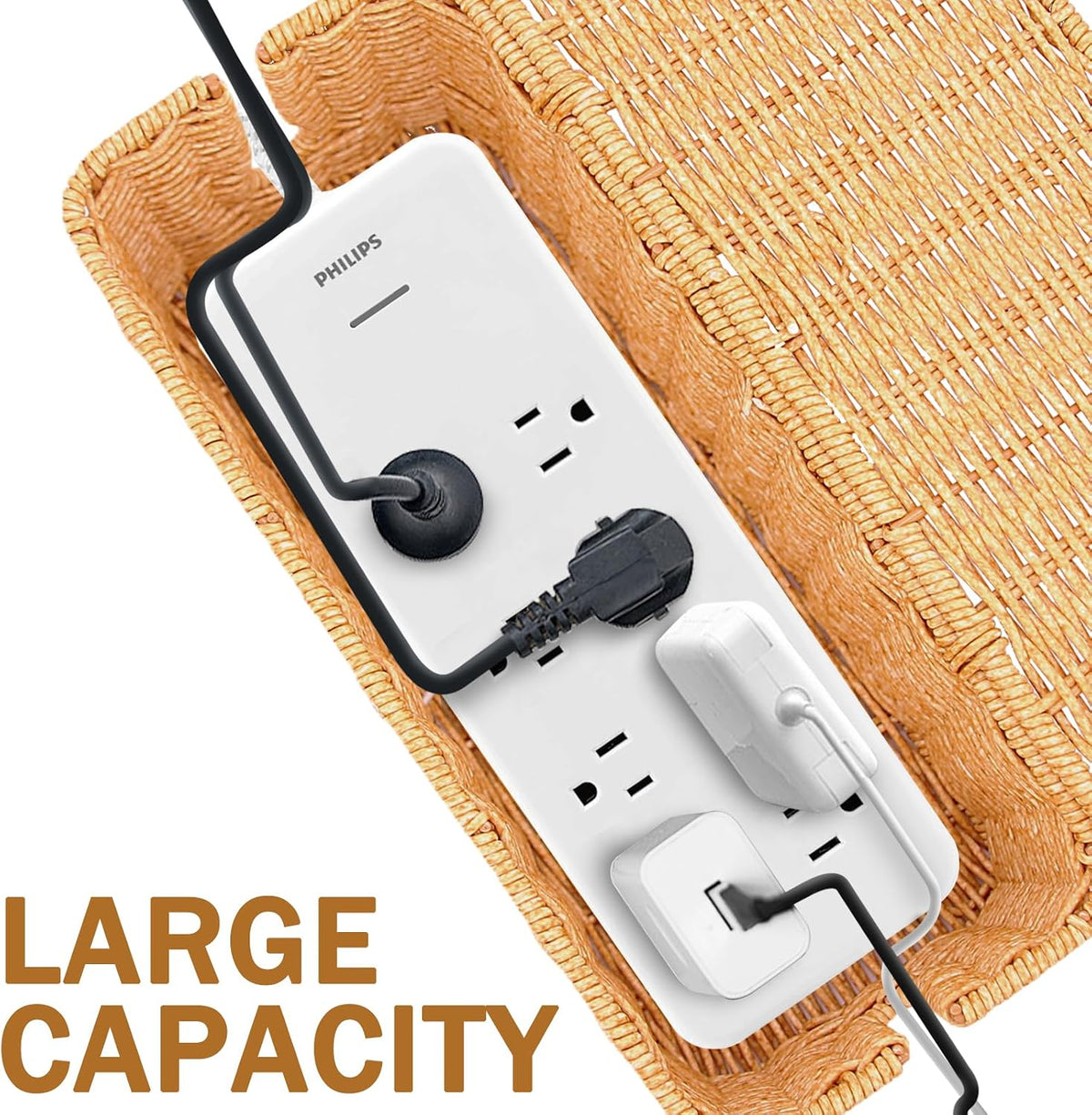 2PCS Cable Management Box, Handmade Rattan Cable Organizer Cord Basket