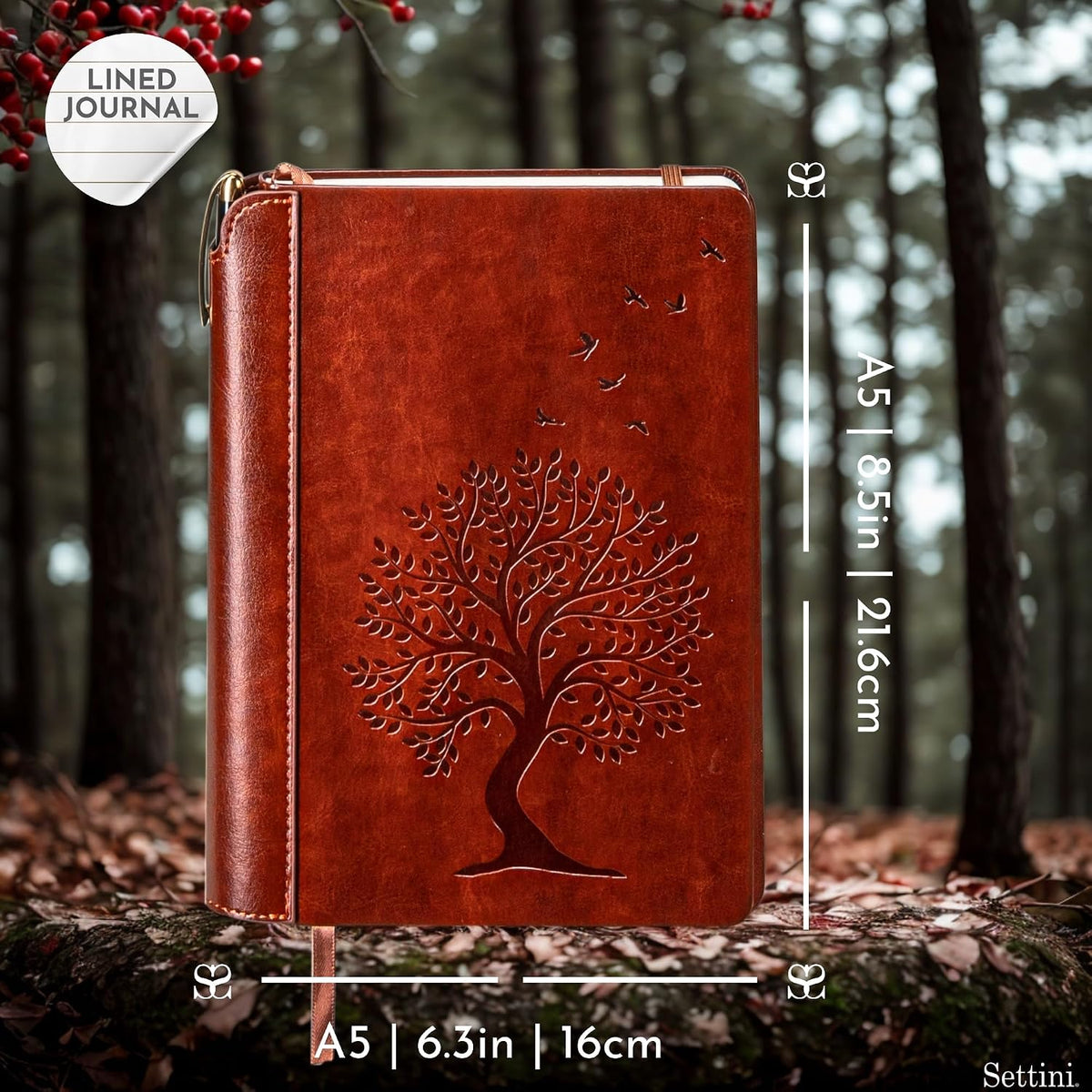 SETTINI® Vegan Leather Journal Gift Set with Pen 192 Pages, Tree of Life