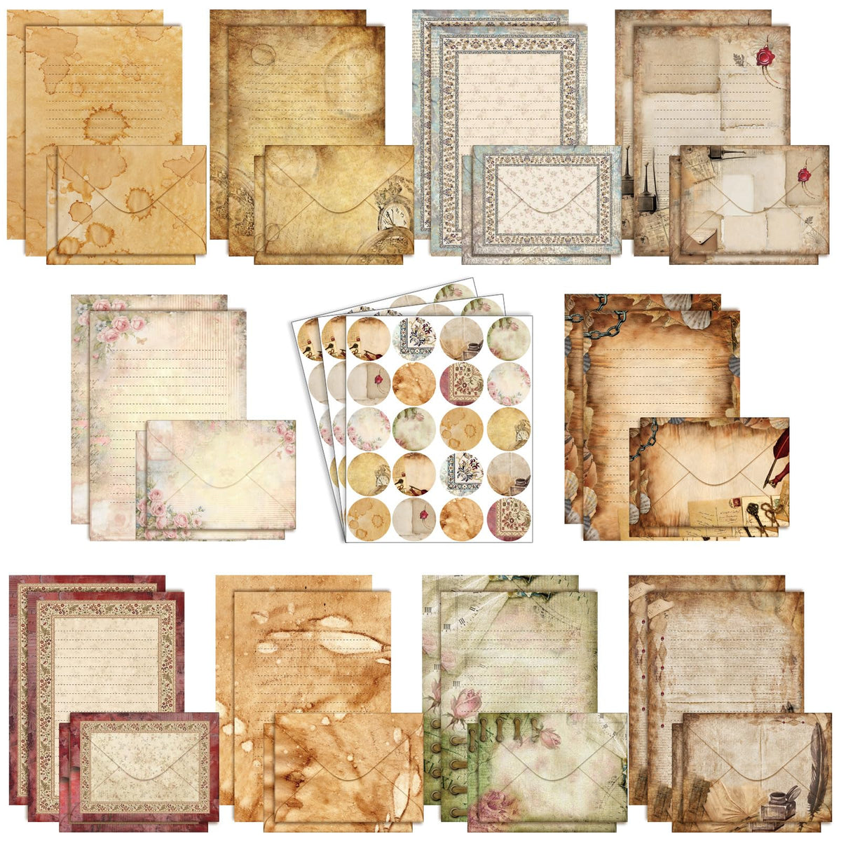 TaoBary 160 Pcs Vintage Floral Stationery Paper and Envelopes Set