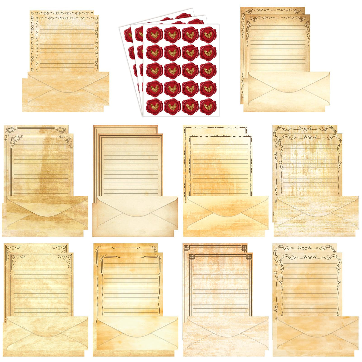 TaoBary 160 Pcs Vintage Floral Stationery Paper and Envelopes Set