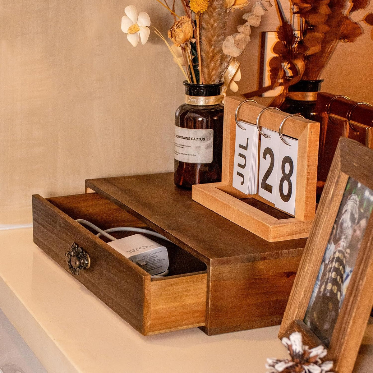 Wooden Drawers Organizer Solid Desktop Drawer Storage Box Organizer