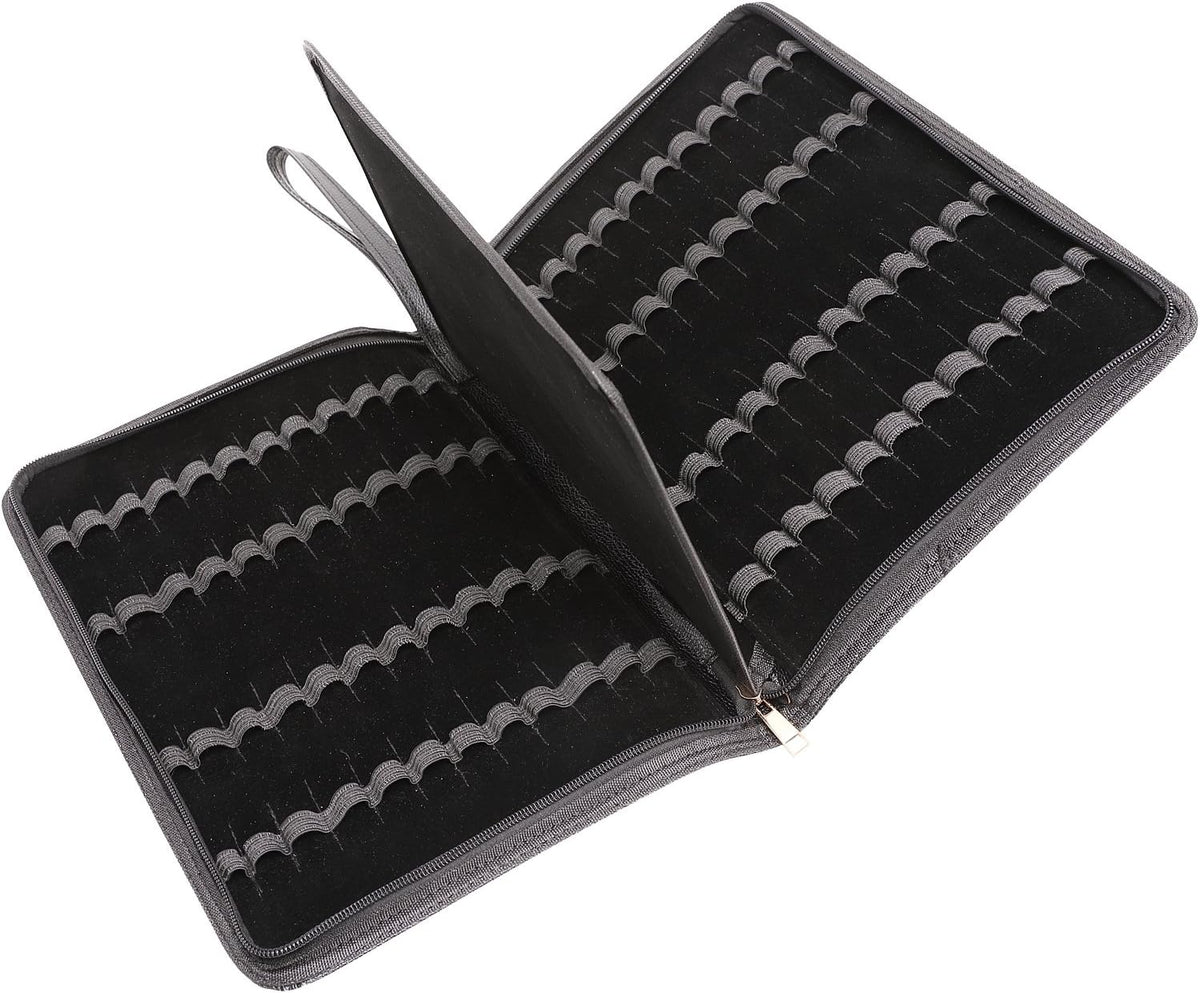 48 PU Leather Fountain Pen Case Large Capacity Black Roller Ball Pen Holder Bag Pouch