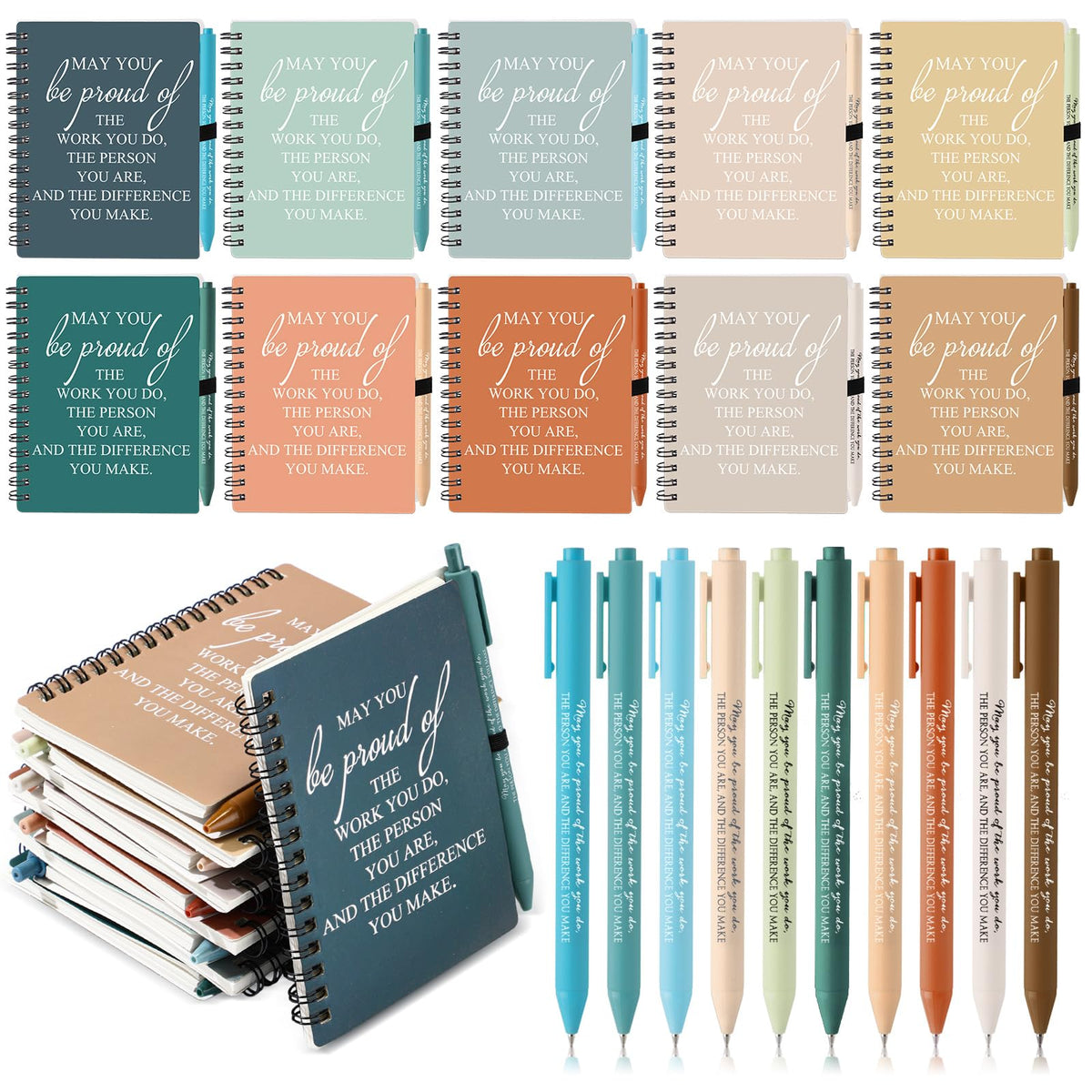 Honoson 30 Sets/60 Pcs Employee Notebook Pen Gifts, Vibrant Color