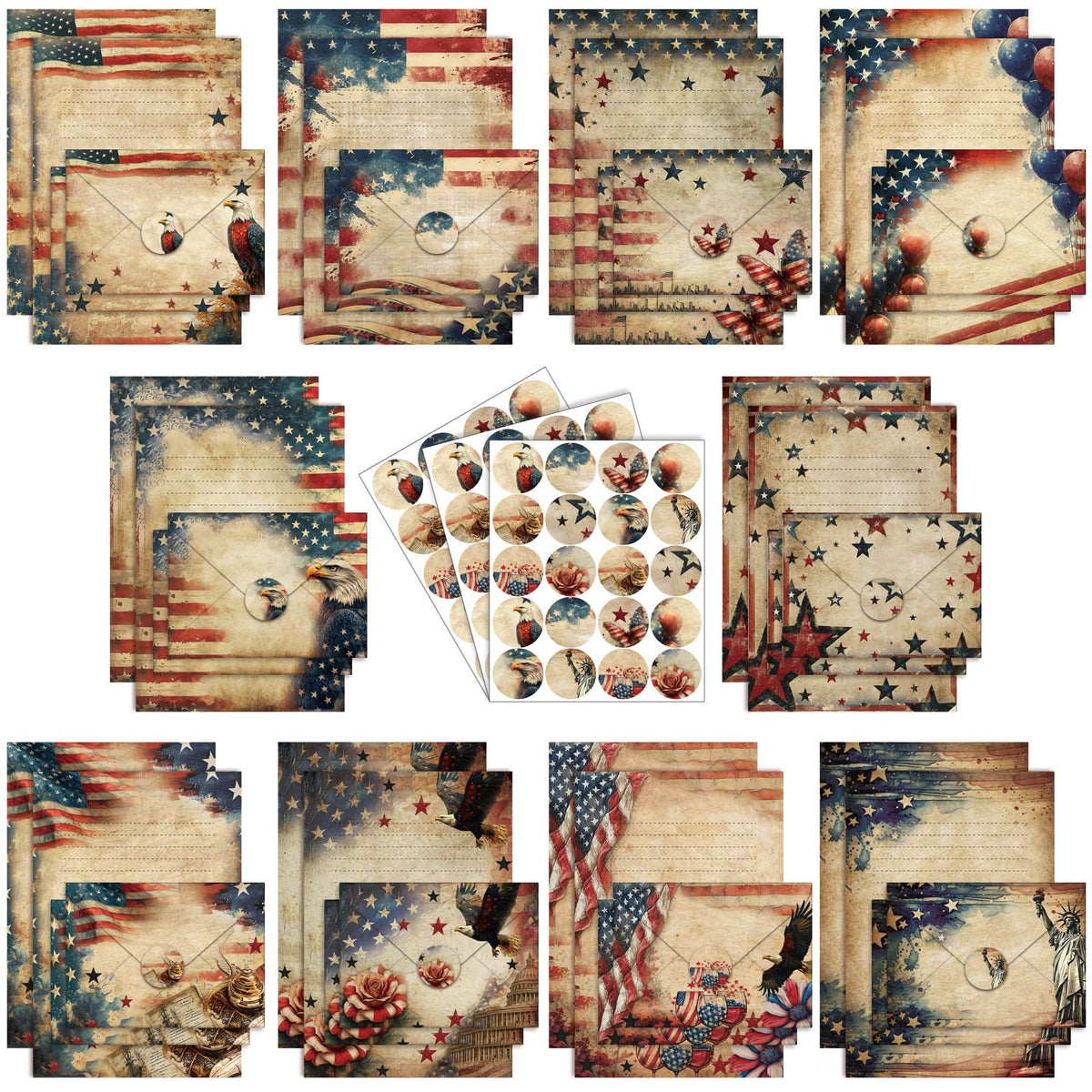 TaoBary 160 Pcs Vintage Floral Stationery Paper and Envelopes Set