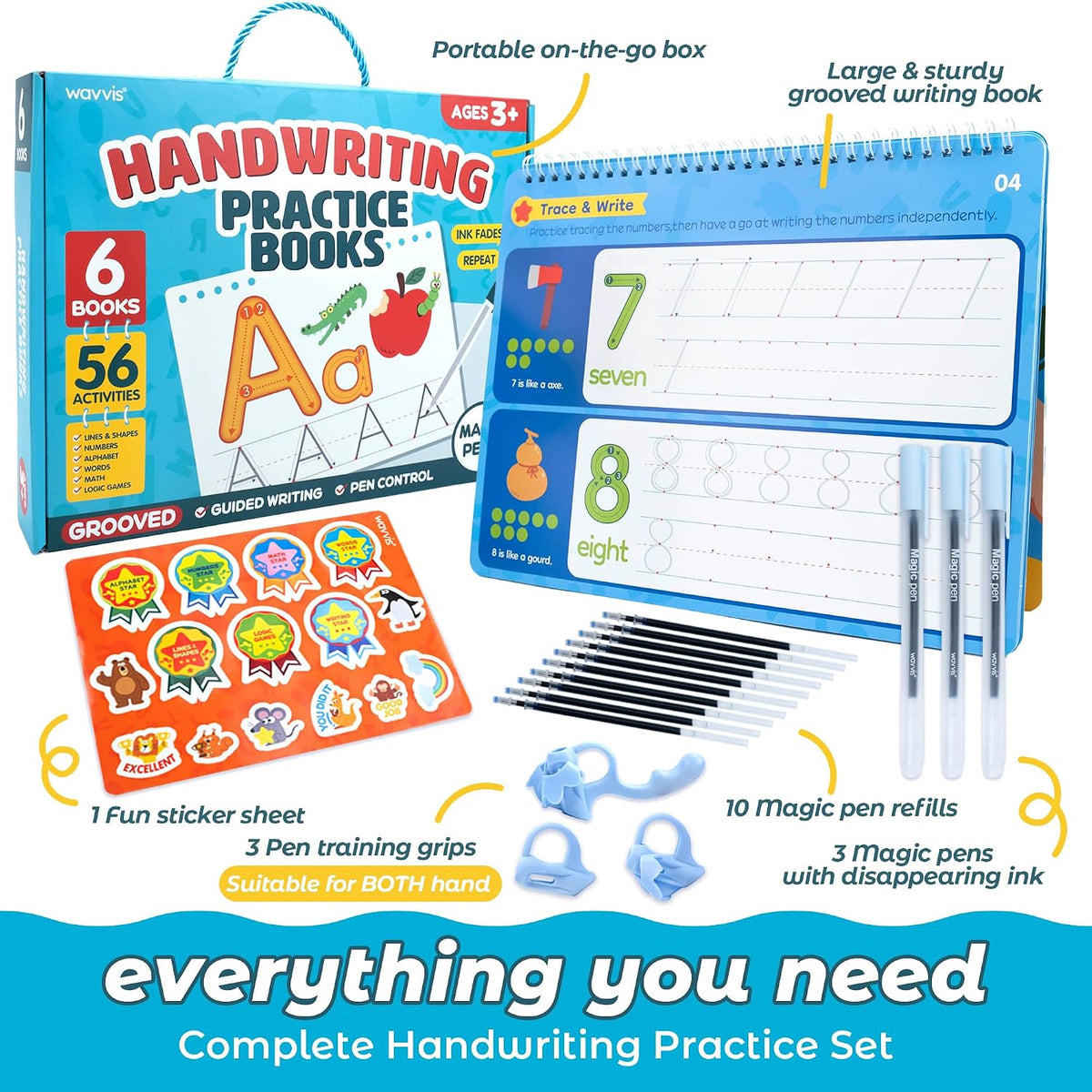Magic Grooved Writing Practice Books for Kids 3-5, Kindergarten Workbooks