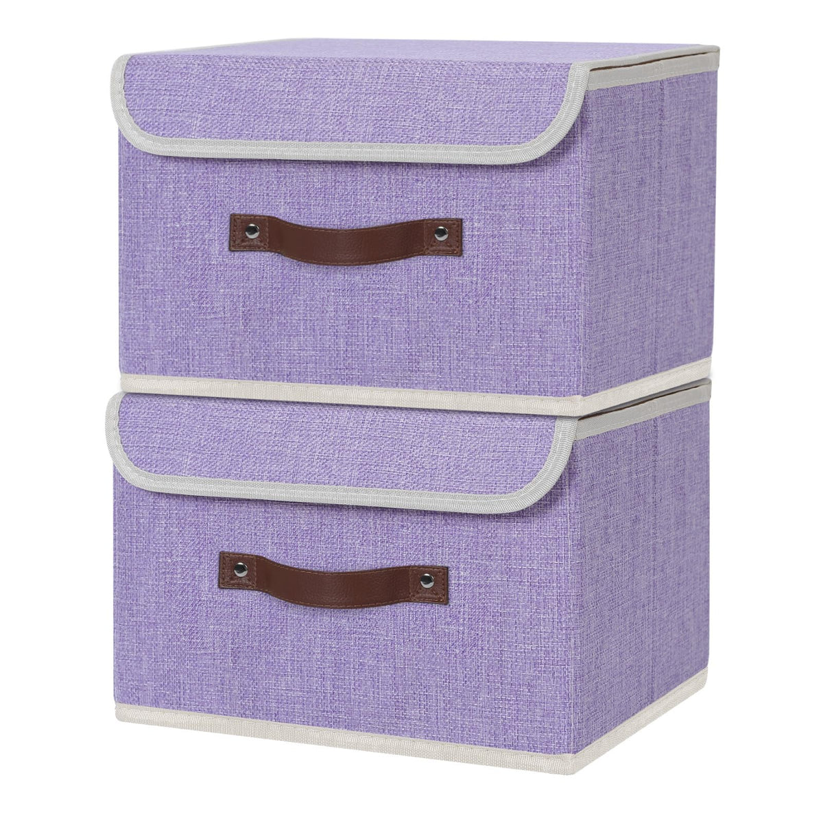 ANMINY Fabric Storage Box Bins with Lids, Green, 10"x8"x7"