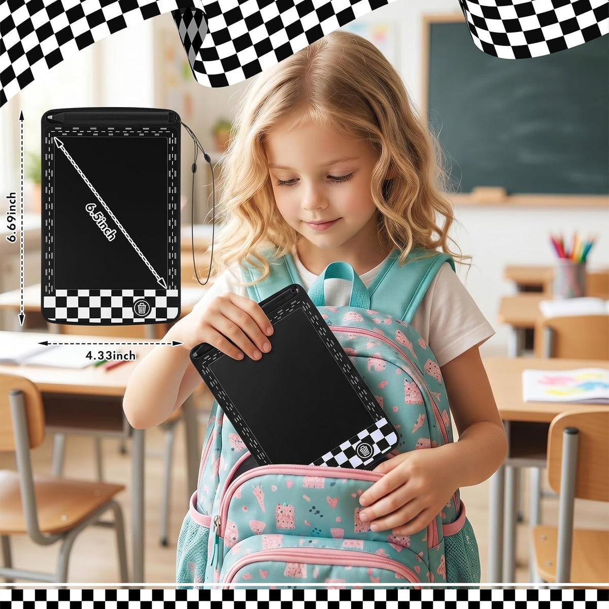 Tinlade 12 Pcs Racing LCD Writing Tablet for Kids 6.5 Inch Colorful Doodle Board Bulk Electronic Drawing Pad Erasable Reusable Party Supplies for Boys Girl Birthday Party Bags Educational