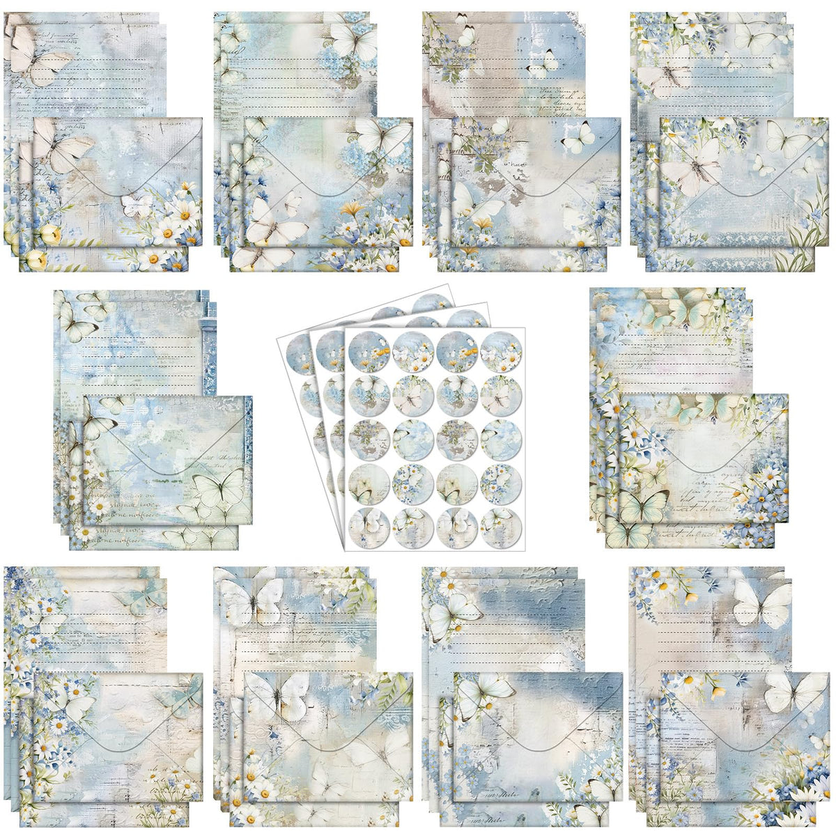 TaoBary 160 Pcs Vintage Floral Stationery Paper and Envelopes Set