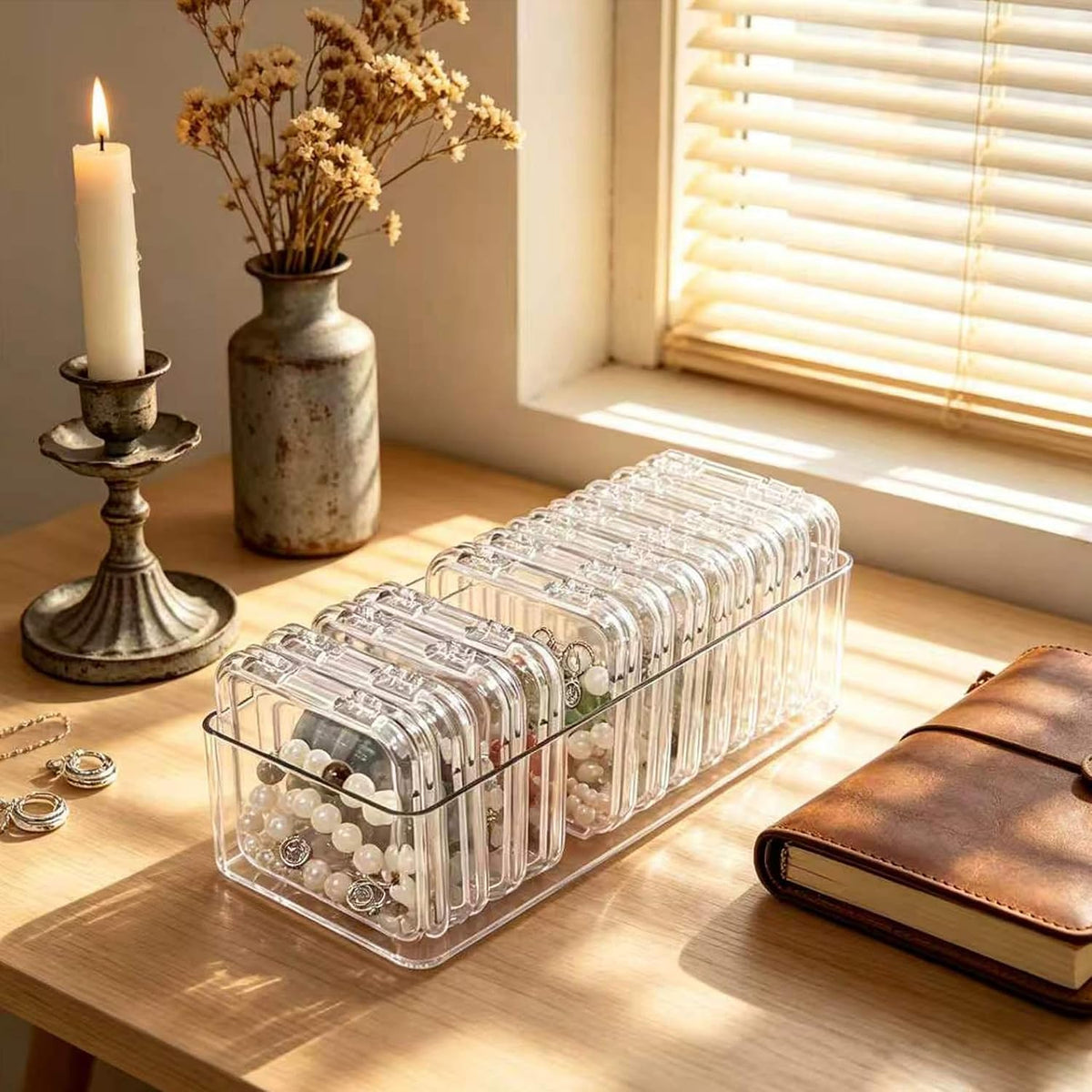 13-Piece Acrylic Jewelry Box Set, Clear Organizer Case