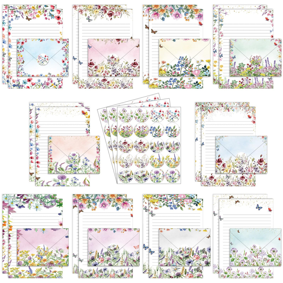 TaoBary 160 Pcs Vintage Floral Stationery Paper and Envelopes Set