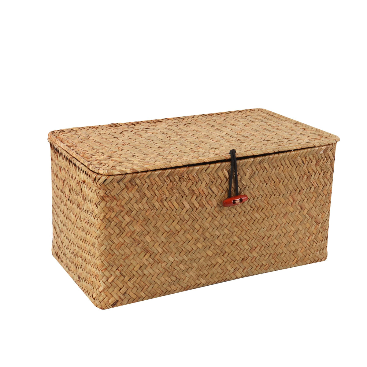 Moosky Wicker Shelf Baskets with Lid,Handwoven Seagrass Basket for Storage Basket Bins Rectangular Home Organizer Gift Boxes (Natural Small)