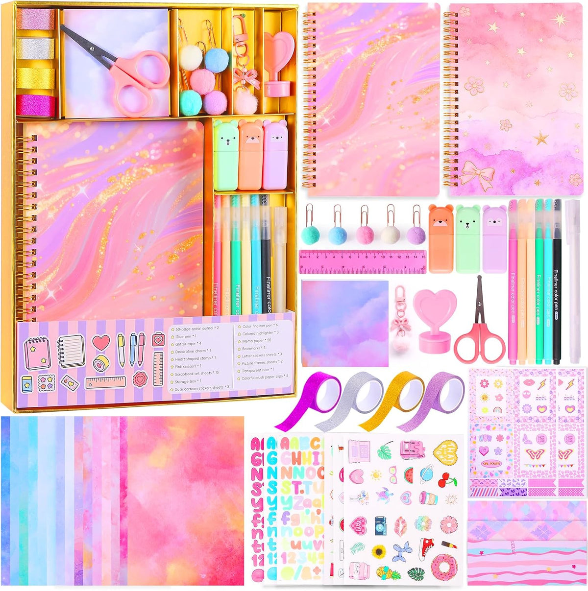 250PCS Diy journal kit 8 7 9 10 11 12 year old girl gift scrapbook supplies