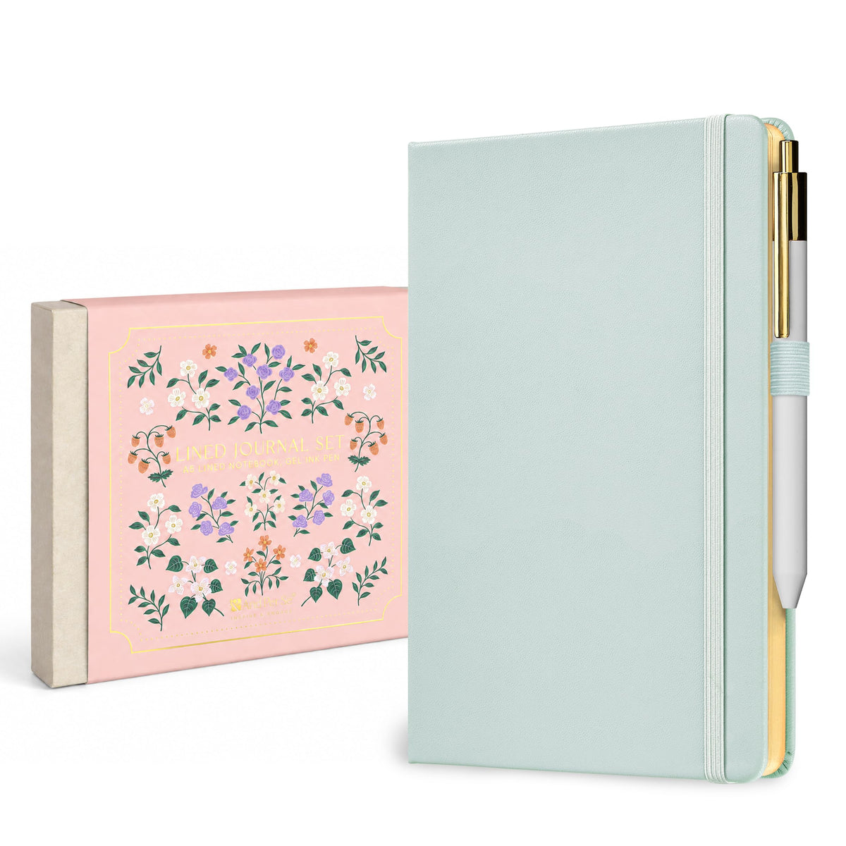 &And Per Se Lined Journal and Pen Set, A5 Leather Hardcover Notebook with Pen & Stationary Set, 160 Pages 100GSM Thick Ruled Paper Journal for Business Work Writing (Dark Blue)